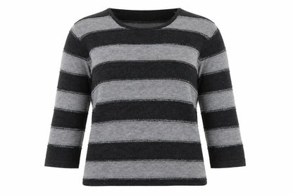 fabrizie Womens Black Striped  Pullover Jumper Size S