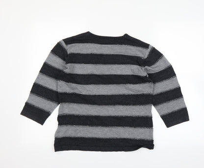 fabrizie Womens Black Striped  Pullover Jumper Size S