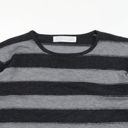 fabrizie Womens Black Striped  Pullover Jumper Size S