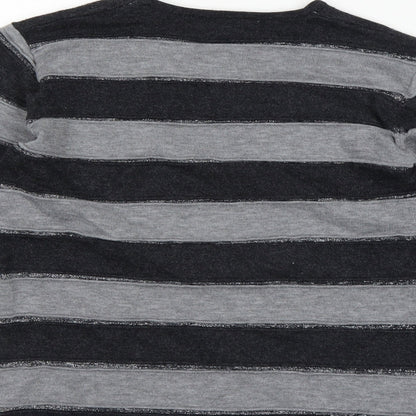 fabrizie Womens Black Striped  Pullover Jumper Size S