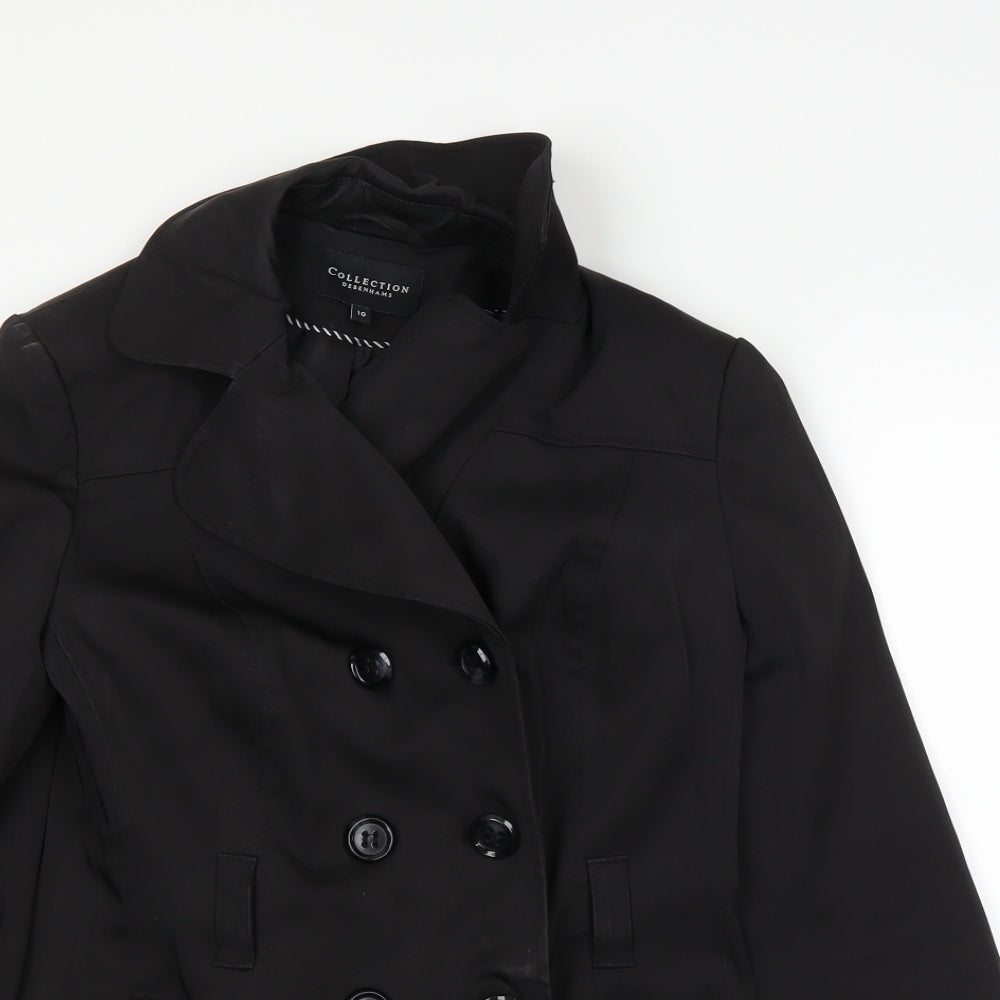Womens UK Size 10 DEBINHAMS Black Overcoat