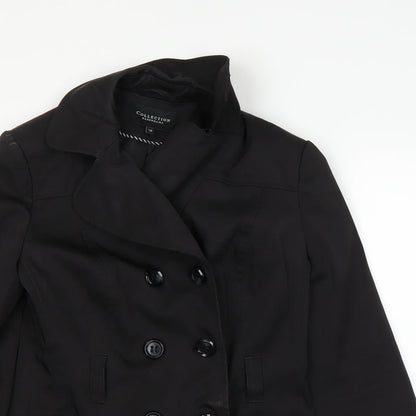 Womens UK Size 10 DEBINHAMS Black Overcoat