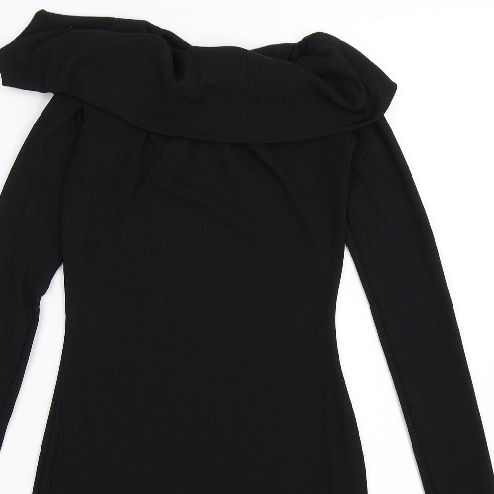 Boohoo Womens Black Striped  Bodycon  Size 8