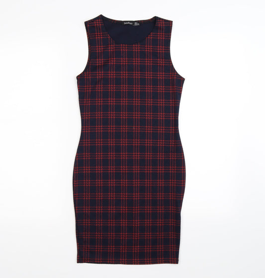 Boohoo Womens Blue Check  Bodycon  Size 4