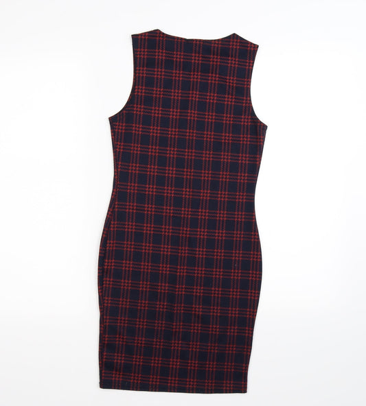 Boohoo Womens Blue Check  Bodycon  Size 4