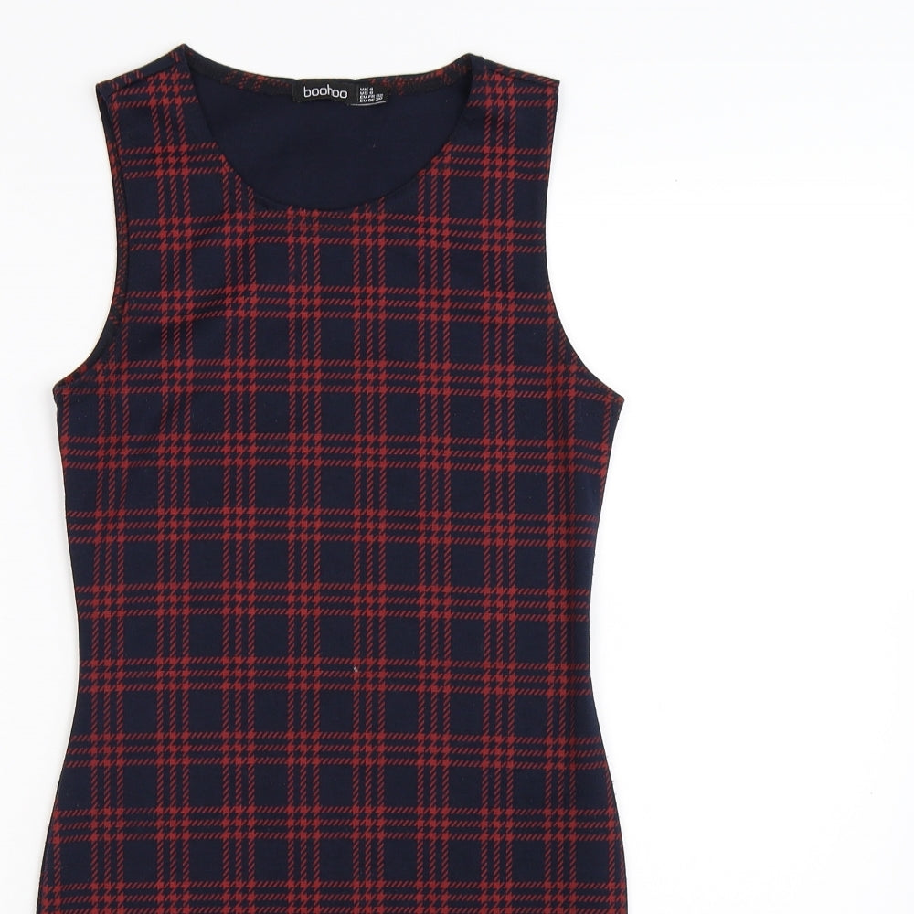 Boohoo Womens Blue Check  Bodycon  Size 4