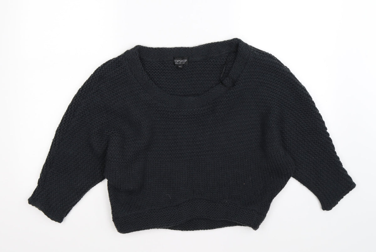 Topshop Womens Blue  Knit Pullover Jumper Size 6  - cropped