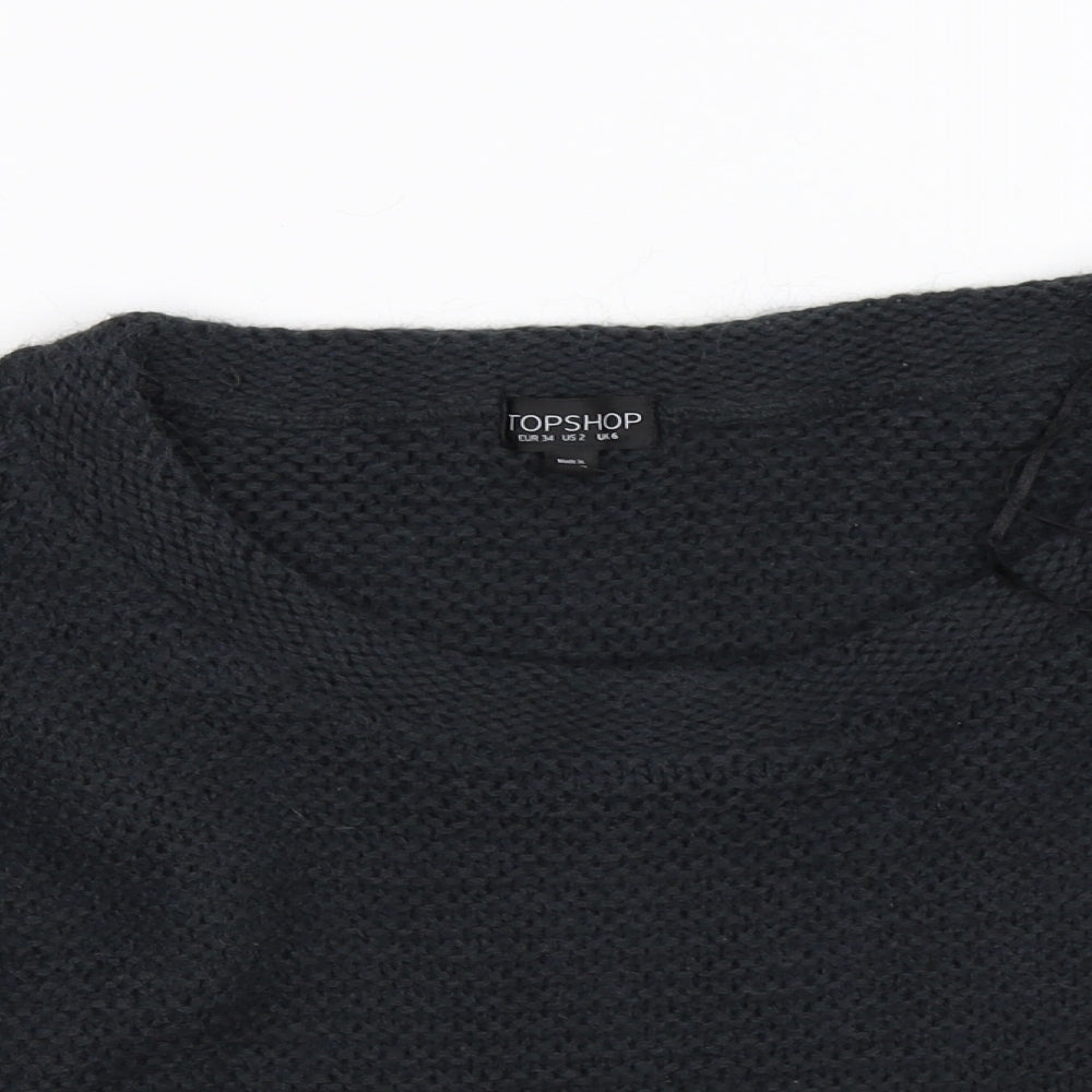 Topshop Womens Blue  Knit Pullover Jumper Size 6  - cropped
