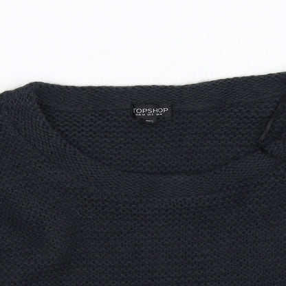 Topshop Womens Blue  Knit Pullover Jumper Size 6  - cropped