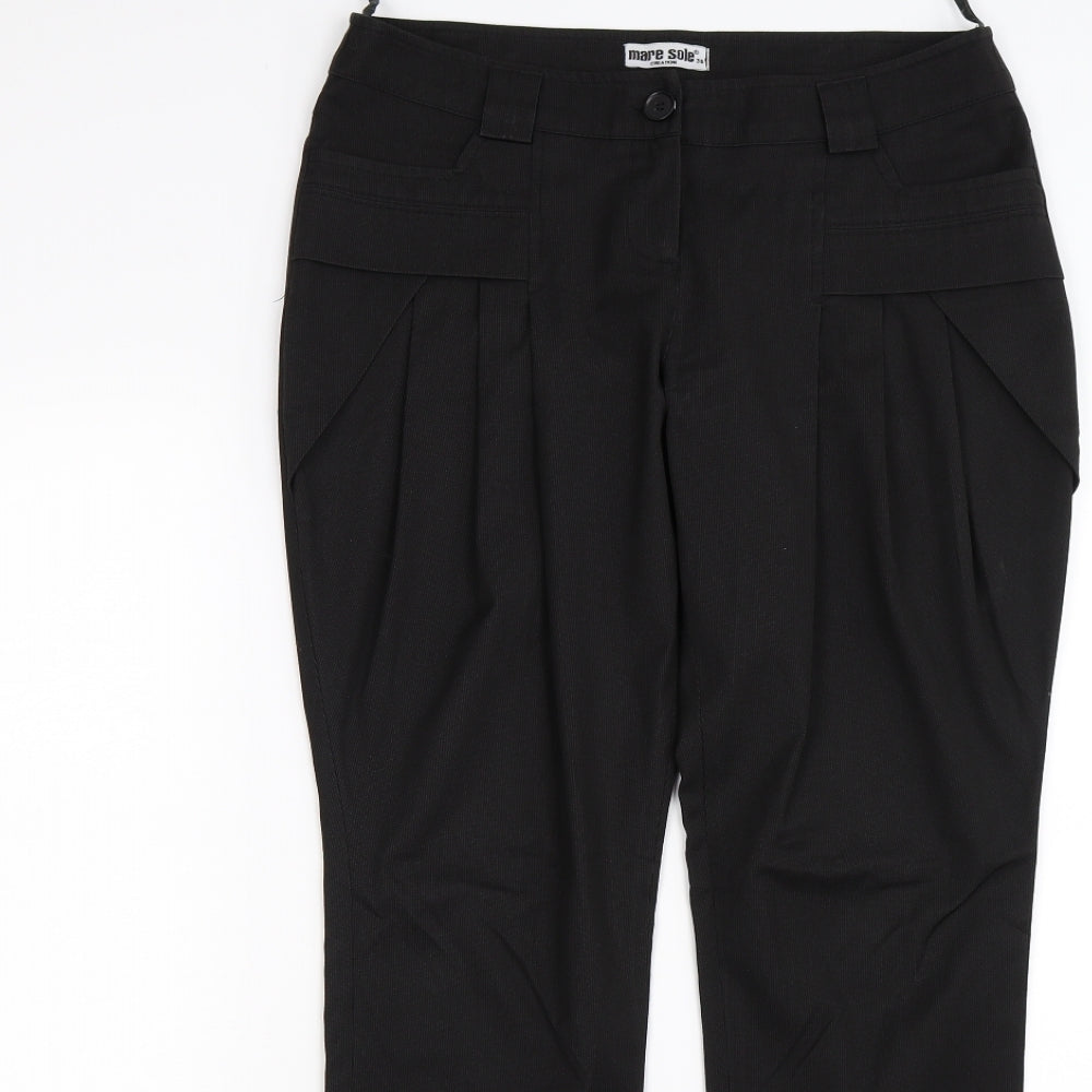 mare sole Womens Black Striped  Trousers  Size 10 L31 in