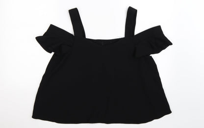 Topshop Womens Black   Basic T-Shirt Size 16  - cold shoudler