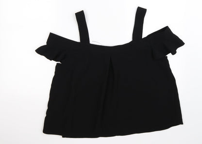 Topshop Womens Black   Basic T-Shirt Size 16  - cold shoudler