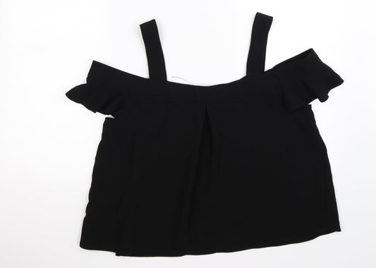 Topshop Womens Black   Basic T-Shirt Size 16  - cold shoudler