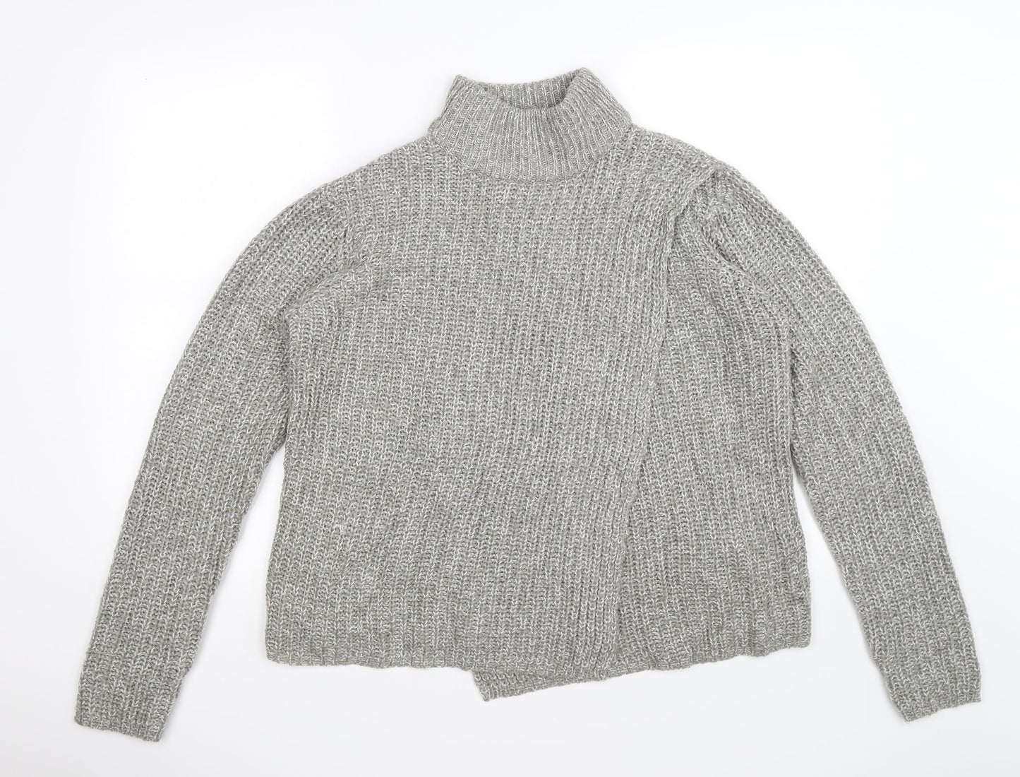 ove knitwear Womens Grey  Knit Wrap Jumper Size 16