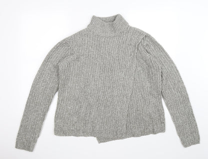 ove knitwear Womens Grey  Knit Wrap Jumper Size 16