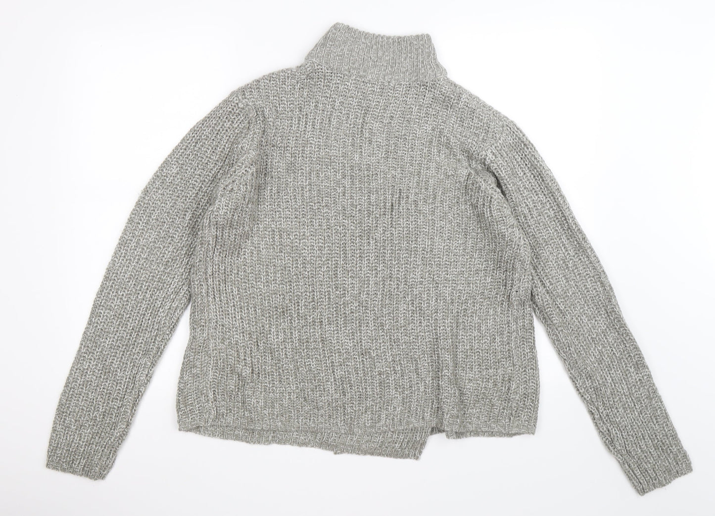 ove knitwear Womens Grey  Knit Wrap Jumper Size 16