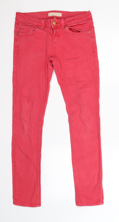 Topshop Womens Red  Denim Skinny Jeans Size S L28 in