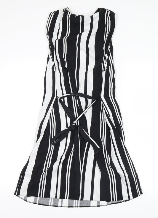 George Womens White Striped  Tank Dress  Size 8