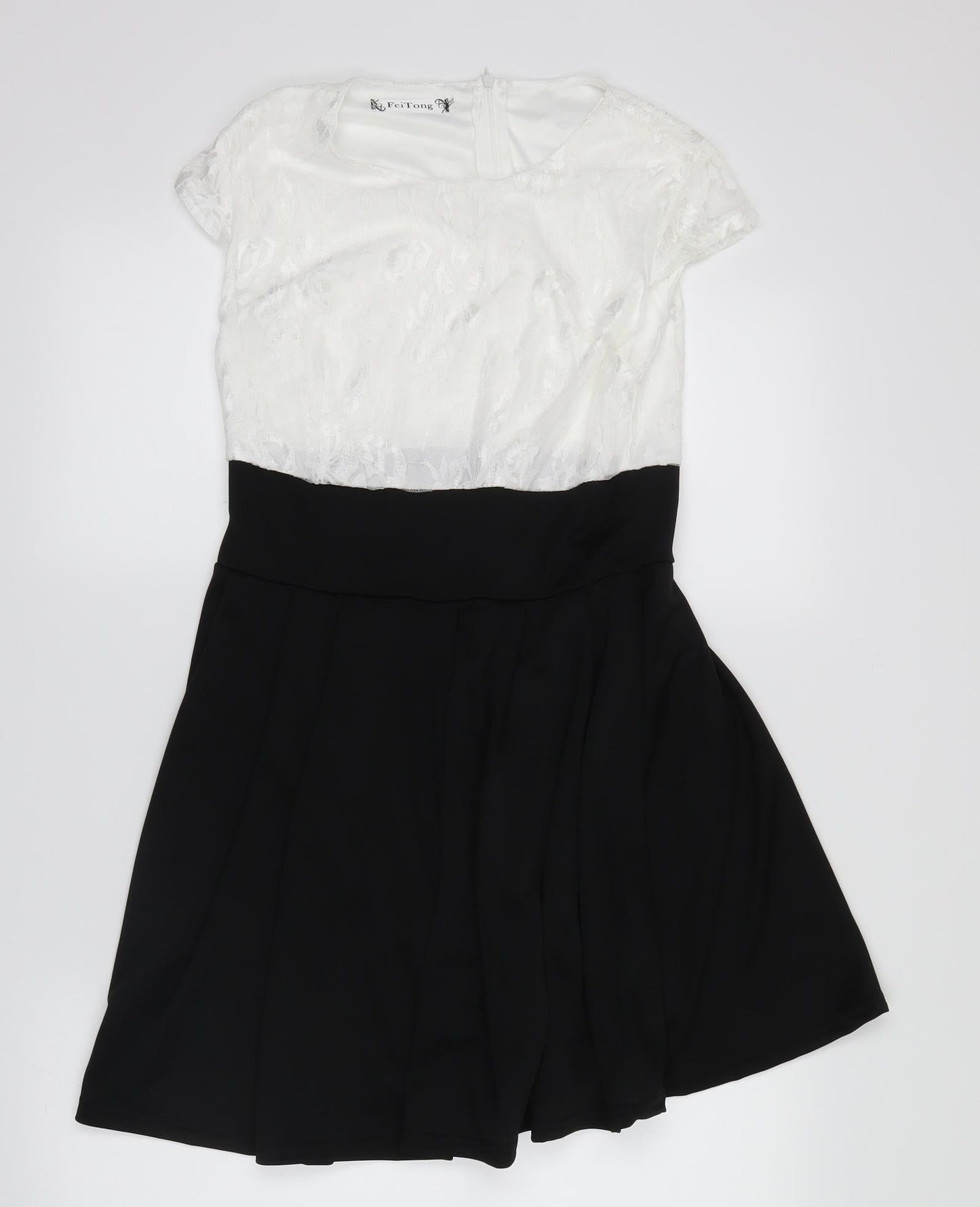 fei tong Womens White Floral  T-Shirt Dress  Size M