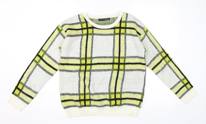 Primark Womens Yellow Check  Pullover Jumper Size 10