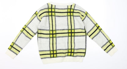 Primark Womens Yellow Check  Pullover Jumper Size 10