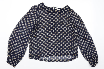 Glamorous Womens Blue Floral  Basic Blouse Size 14