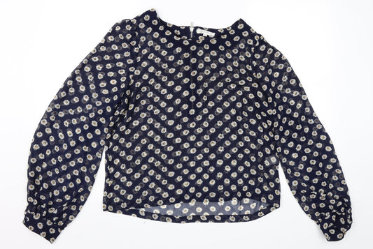 Glamorous Womens Blue Floral  Basic Blouse Size 14