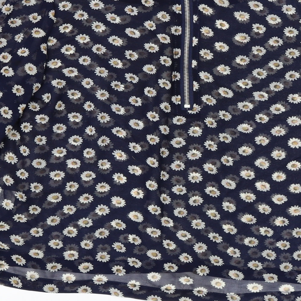 Glamorous Womens Blue Floral  Basic Blouse Size 14