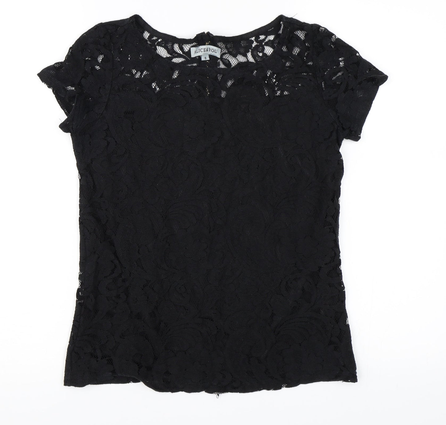 Womens UK Size 8 Alice & You Black Basic T-Shirt
