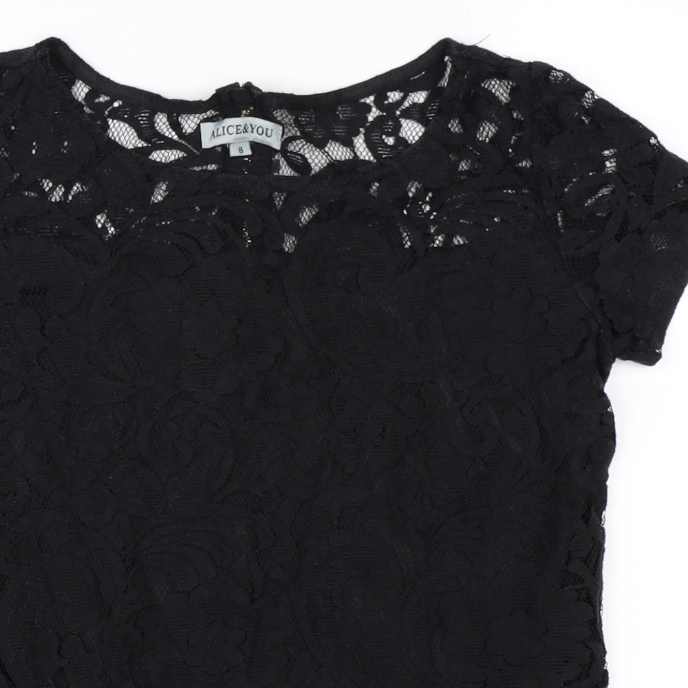 Womens UK Size 8 Alice & You Black Basic T-Shirt