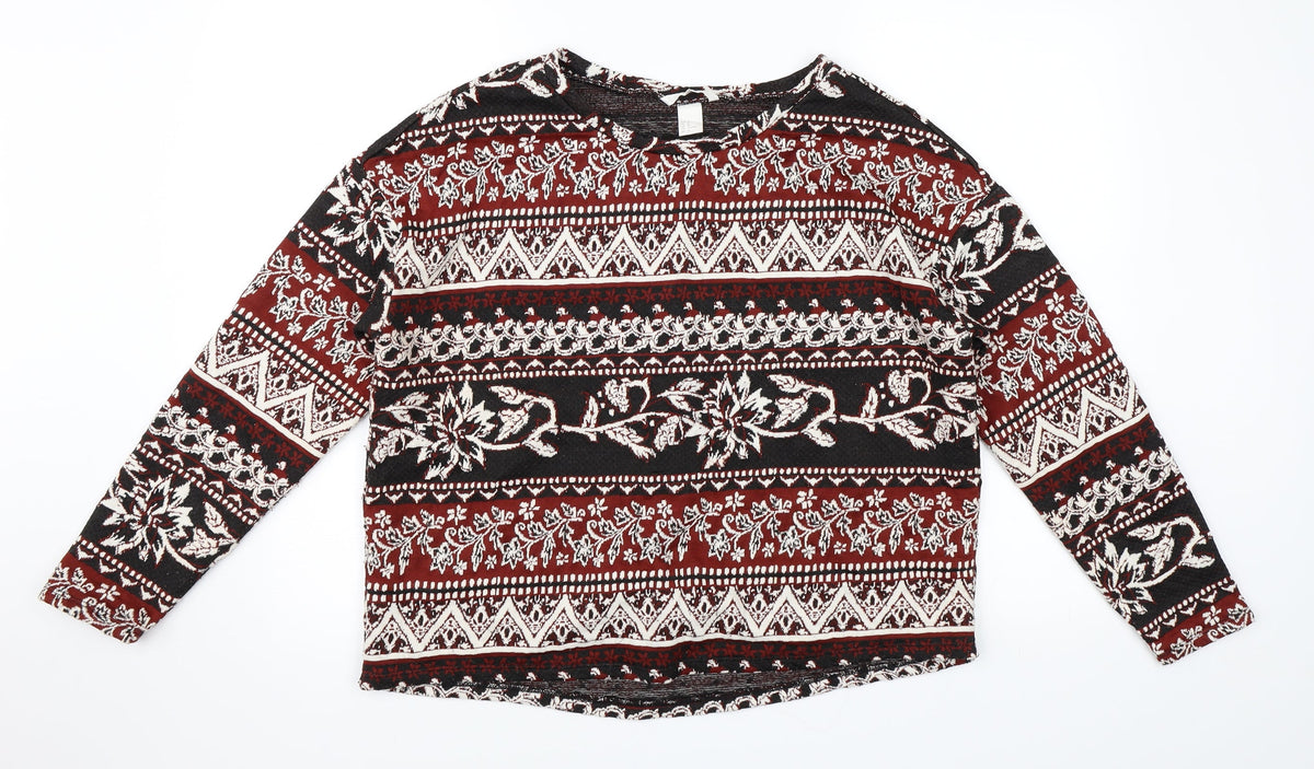H&M Womens Red Paisley  Pullover Jumper Size M
