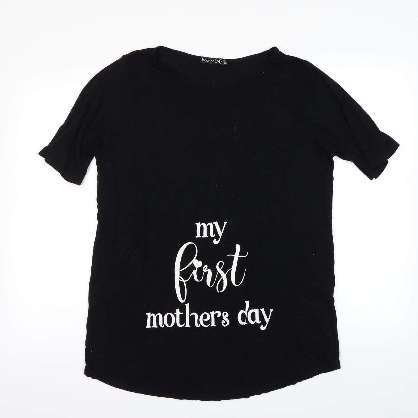 Womens UK Size 12 Boohoo Black Basic T-Shirt
