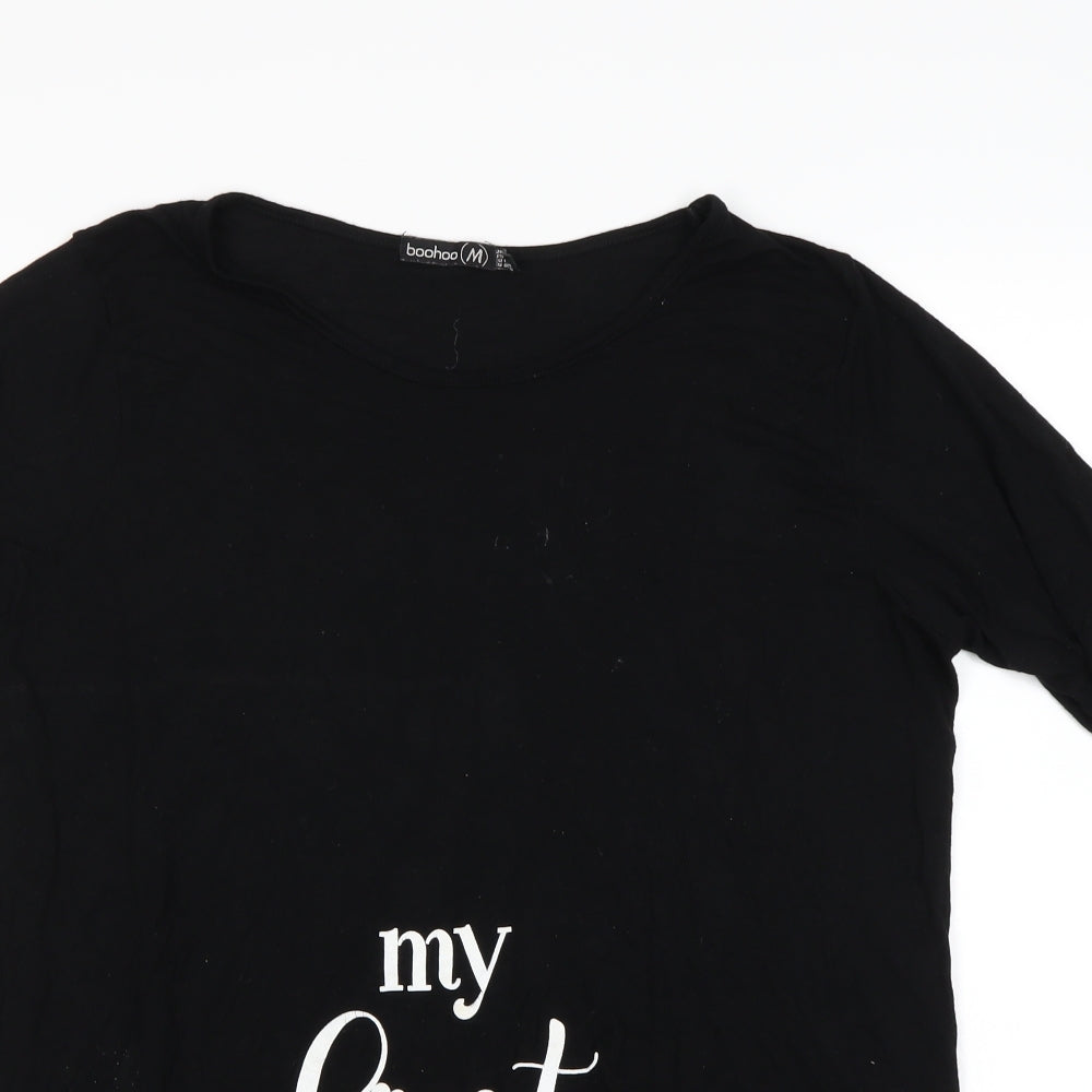 Womens UK Size 12 Boohoo Black Basic T-Shirt