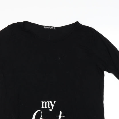 Womens UK Size 12 Boohoo Black Basic T-Shirt