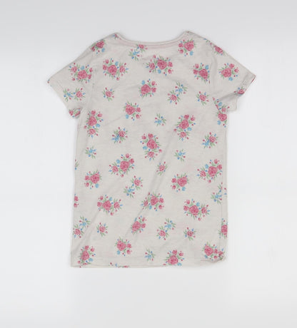 Primark Girls Beige Floral  Basic T-Shirt Size 8-9 Years