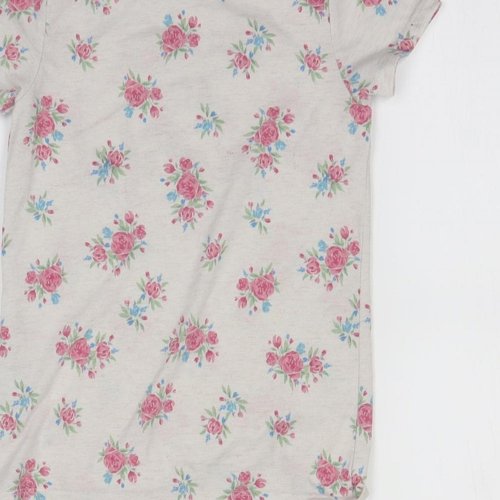 Primark Girls Beige Floral  Basic T-Shirt Size 8-9 Years
