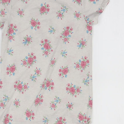 Primark Girls Beige Floral  Basic T-Shirt Size 8-9 Years