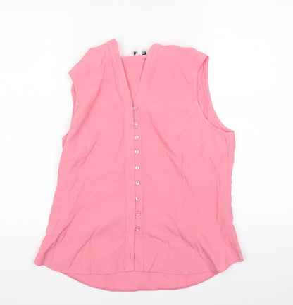 Womens UK Size 14 M&Co Pink Basic Button-Up
