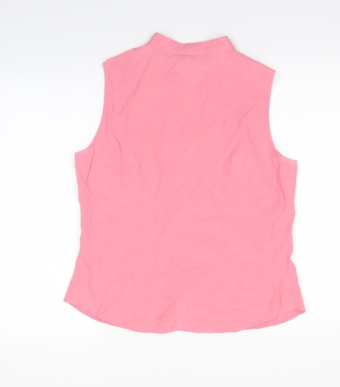 Womens UK Size 14 M&Co Pink Basic Button-Up