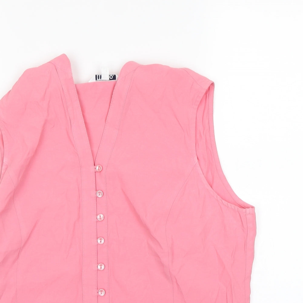 Womens UK Size 14 M&Co Pink Basic Button-Up
