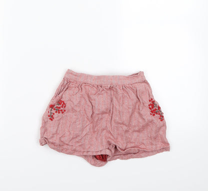 Next  Girls Red Herringbone  Mom Shorts Size 5 Years
