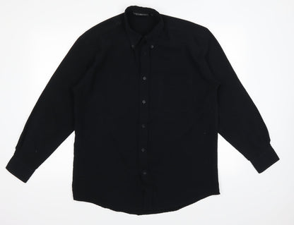 Mens UK Size M Giorgio Black  Button-Up Long Sleeve Casual Shirt
