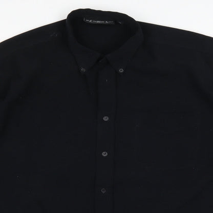 Mens UK Size M Giorgio Black  Button-Up Long Sleeve Casual Shirt