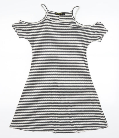 miss pretty world Womens Grey Striped  A-Line  Size 8