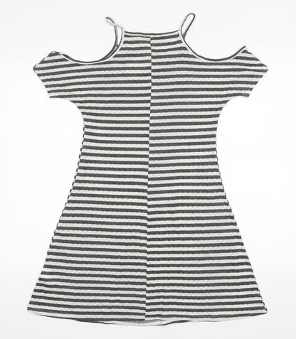 miss pretty world Womens Grey Striped  A-Line  Size 8