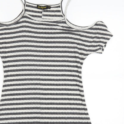 miss pretty world Womens Grey Striped  A-Line  Size 8