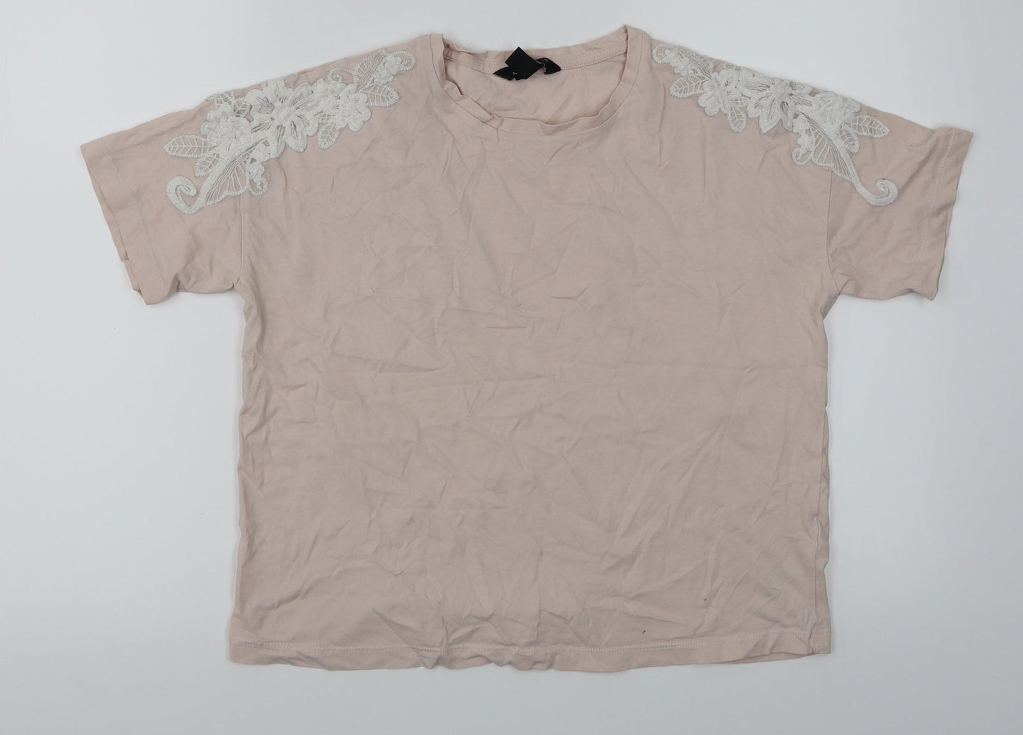 Womens UK Size 10 New Look Pink Basic T-Shirt