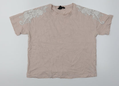 Womens UK Size 10 New Look Pink Basic T-Shirt