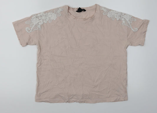 Womens UK Size 10 New Look Pink Basic T-Shirt