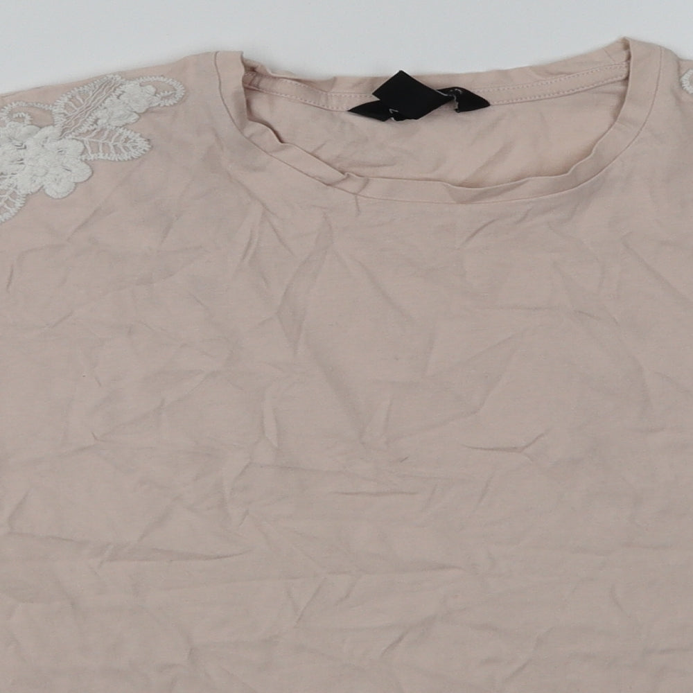 Womens UK Size 10 New Look Pink Basic T-Shirt